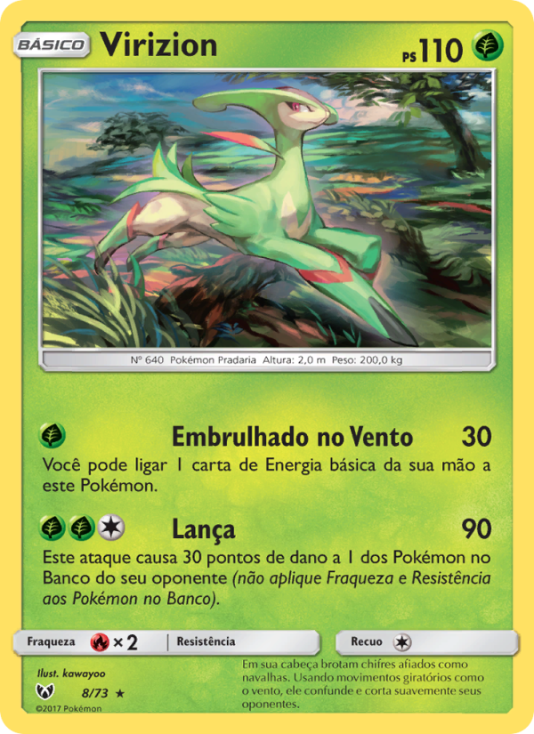 Virizion 8 — Lendas Luminescentes (Portuguese Pokémon TCG card)