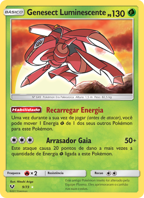 Genesect Luminescente 9 — Lendas Luminescentes (Portuguese Pokémon TCG card)