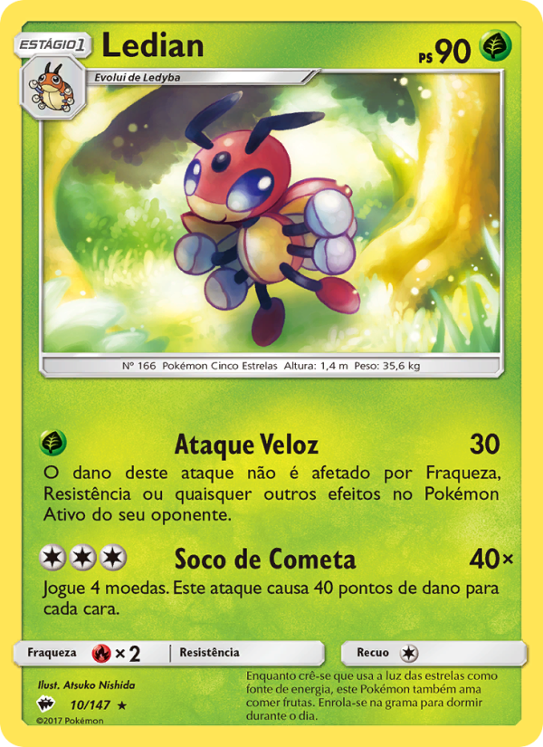 Ledian 10 — Sombras Ardentes (Portuguese Pokémon TCG card)