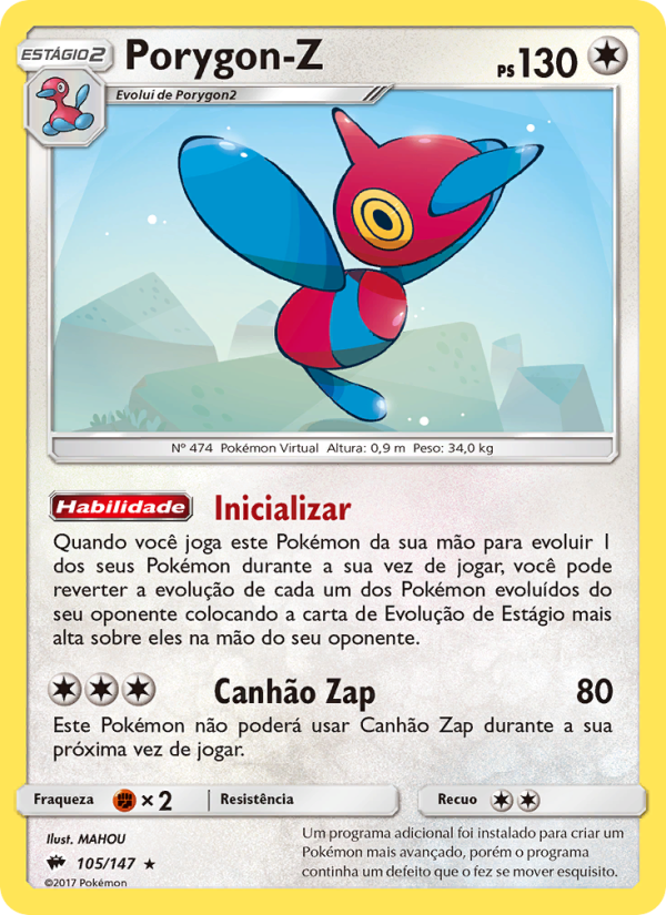 Porygon-Z 105 — Sombras Ardentes (Portuguese Pokémon TCG card)