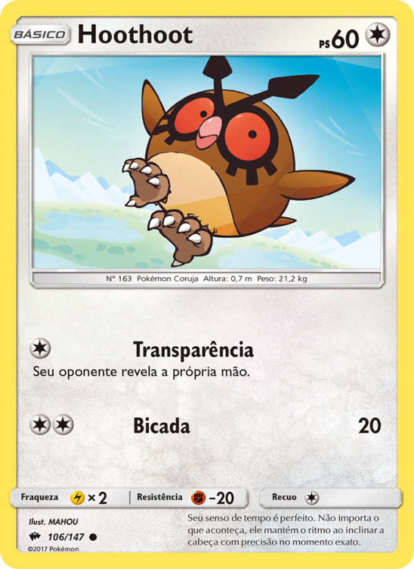 Hoothoot 106 — Sombras Ardentes (Portuguese Pokémon TCG card)