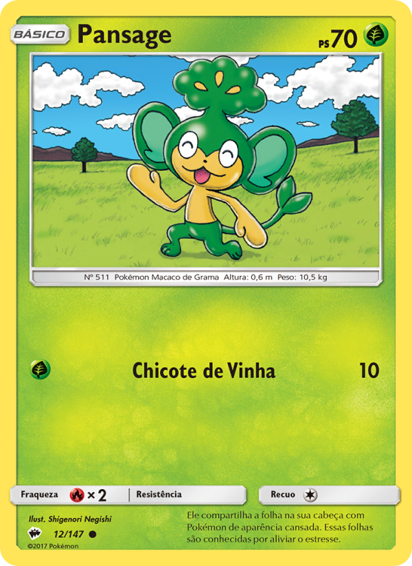 Pansage 12 — Sombras Ardentes (Portuguese Pokémon TCG card)