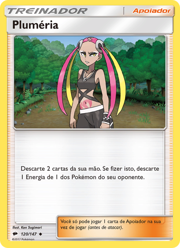 Pluméria 120 — Sombras Ardentes (Portuguese Pokémon TCG card)