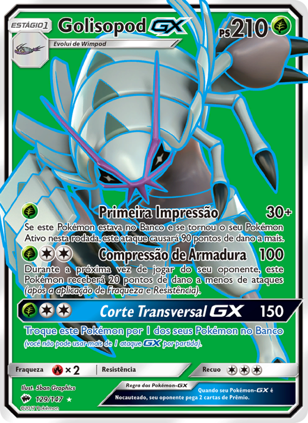 Golisopod GX 129 — Sombras Ardentes (Portuguese Pokémon TCG card)