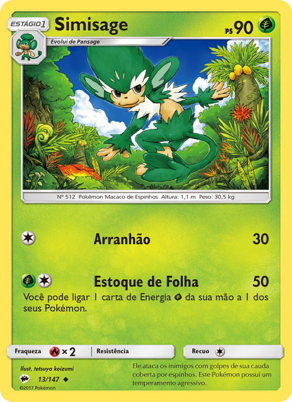 Simisage 13 — Sombras Ardentes (Portuguese Pokémon TCG card)