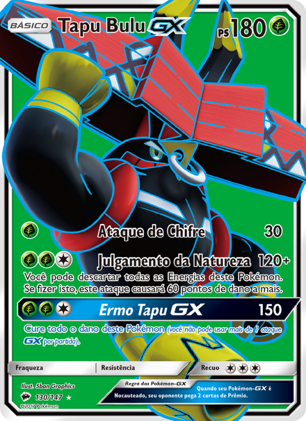 Tapu Bulu GX 130 — Sombras Ardentes (Portuguese Pokémon TCG card)