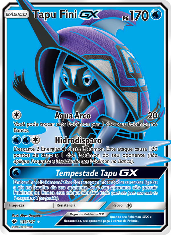 Tapu Fini GX 133 — Sombras Ardentes (Portuguese Pokémon TCG card)