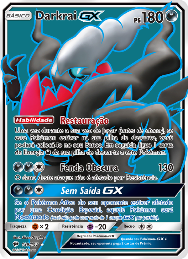 Darkrai GX 139 — Sombras Ardentes (Portuguese Pokémon TCG card)