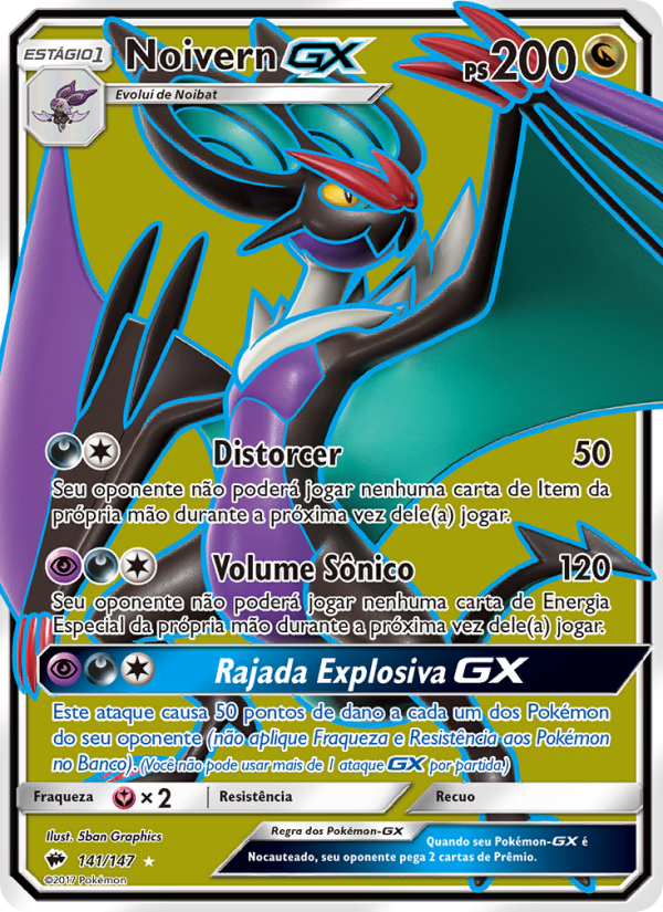 Noivern GX 141 — Sombras Ardentes (Portuguese Pokémon TCG card)