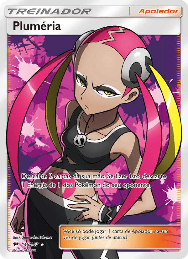 Pluméria 145 — Sombras Ardentes (Portuguese Pokémon TCG card)
