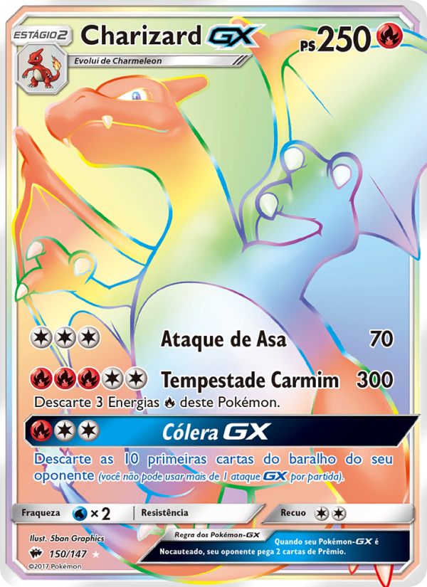 Charizard GX 150 — Sombras Ardentes (Portuguese Pokémon TCG card)