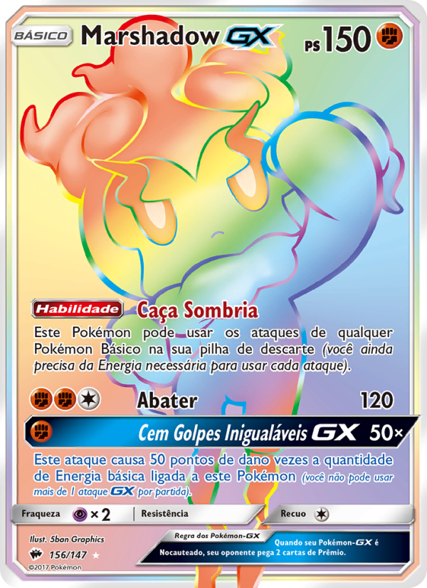 Marshadow GX 156 — Sombras Ardentes (Portuguese Pokémon TCG card)
