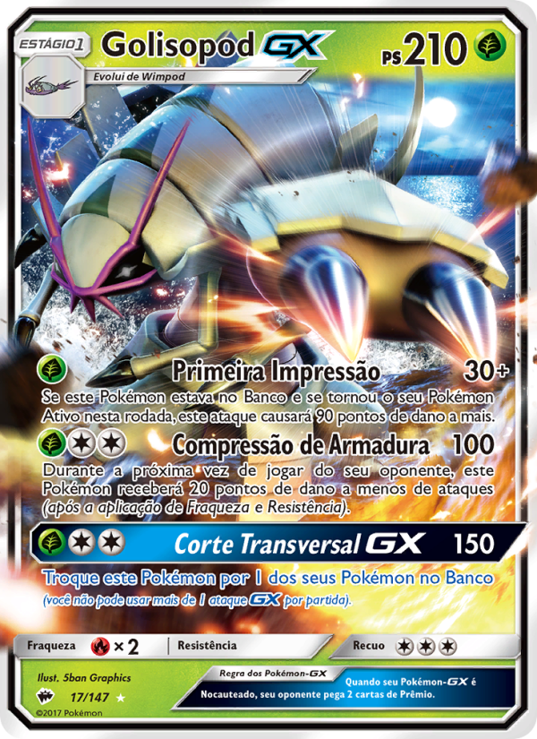 Golisopod GX 17 — Sombras Ardentes (Portuguese Pokémon TCG card)