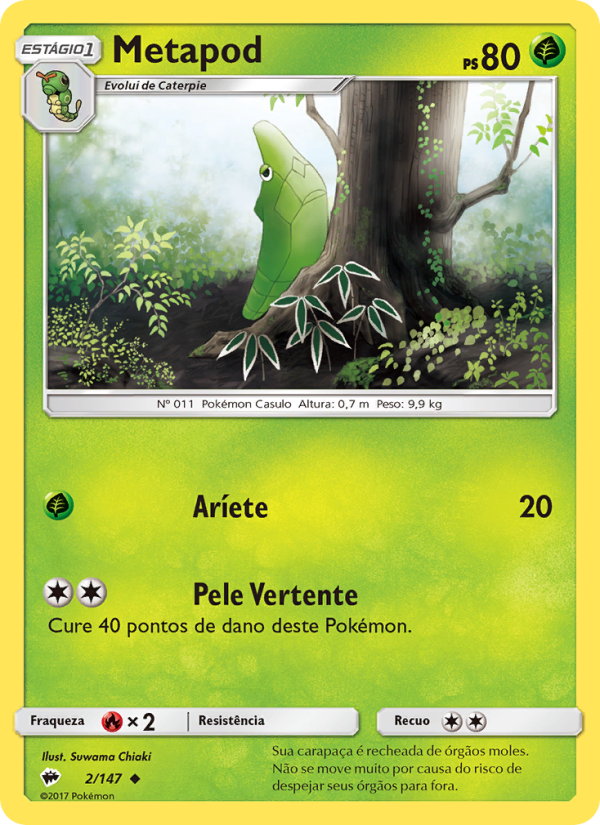 Metapod 2 — Sombras Ardentes (Portuguese Pokémon TCG card)