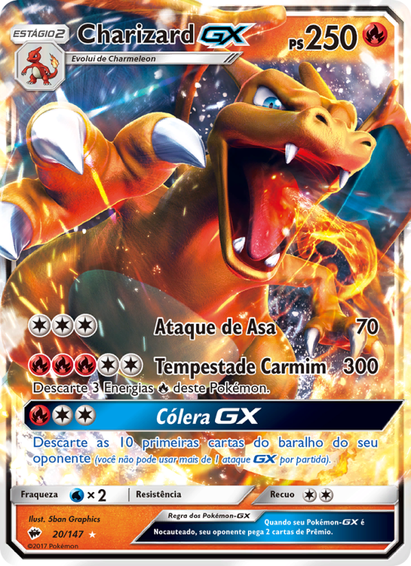 Charizard GX 20 — Sombras Ardentes (Portuguese Pokémon TCG card)