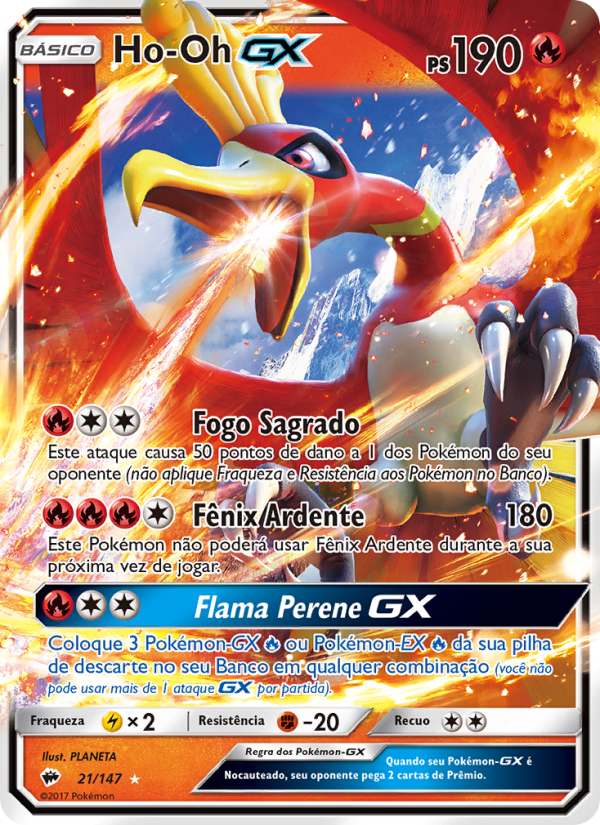 Ho-Oh GX 21 — Sombras Ardentes (Portuguese Pokémon TCG card)