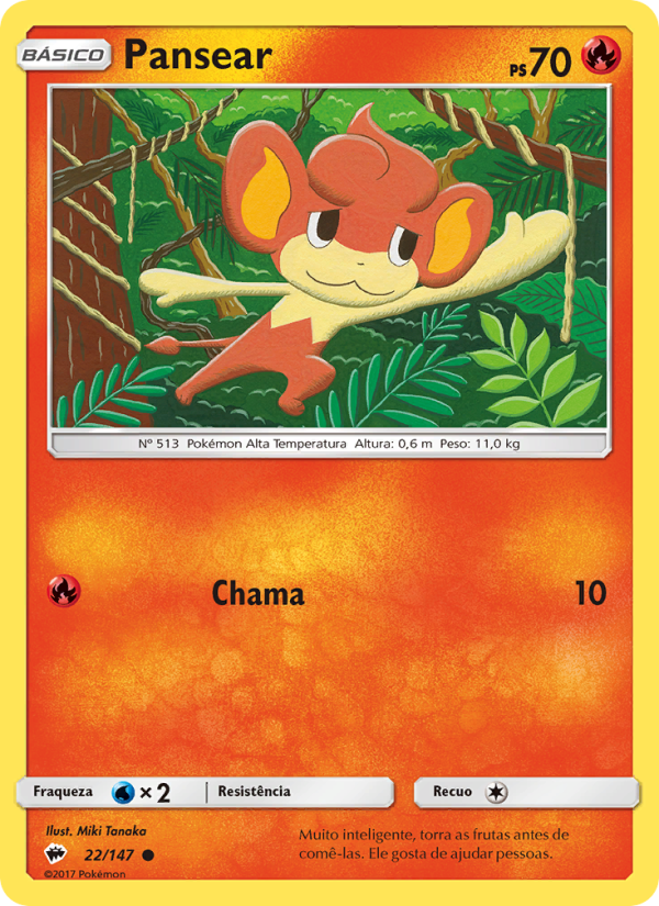Pansear 22 — Sombras Ardentes (Portuguese Pokémon TCG card)
