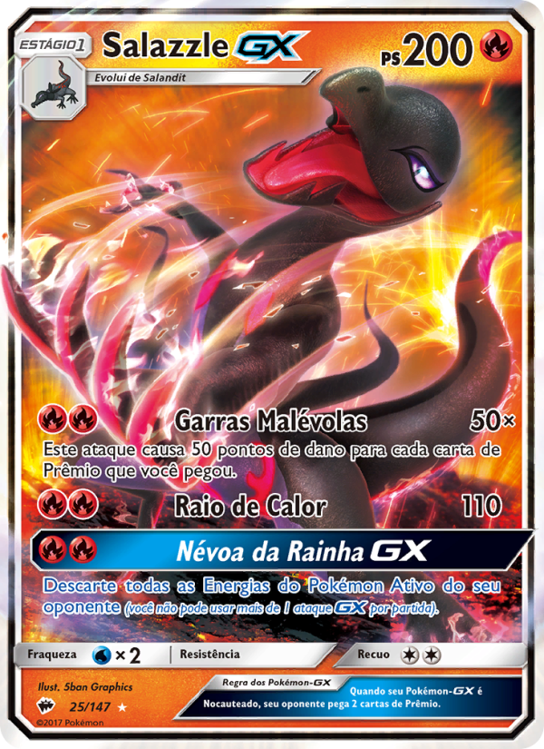 Salazzle GX 25 — Sombras Ardentes (Portuguese Pokémon TCG card)