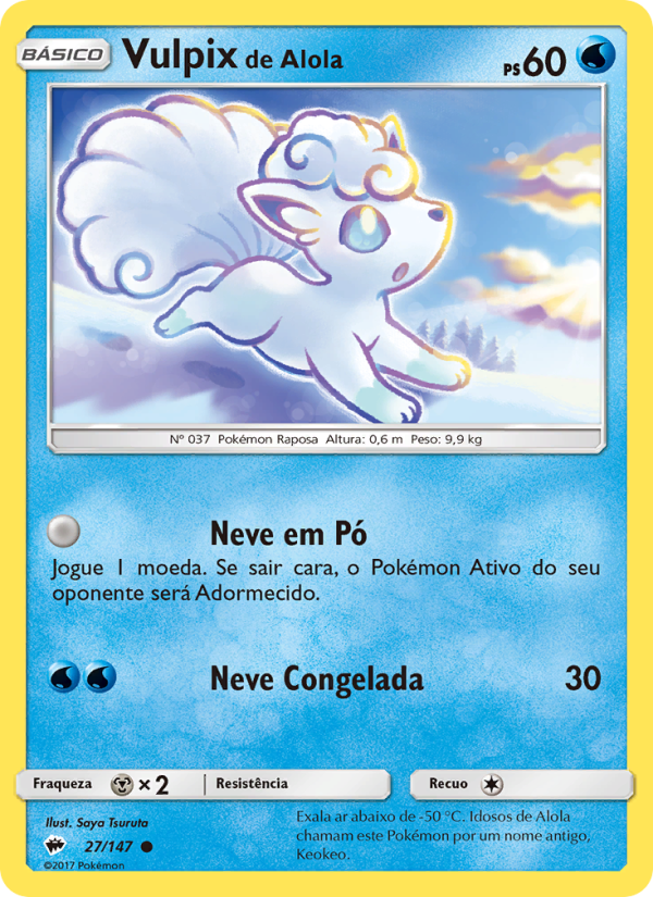Vulpix de Alola 27 — Sombras Ardentes (Portuguese Pokémon TCG card)