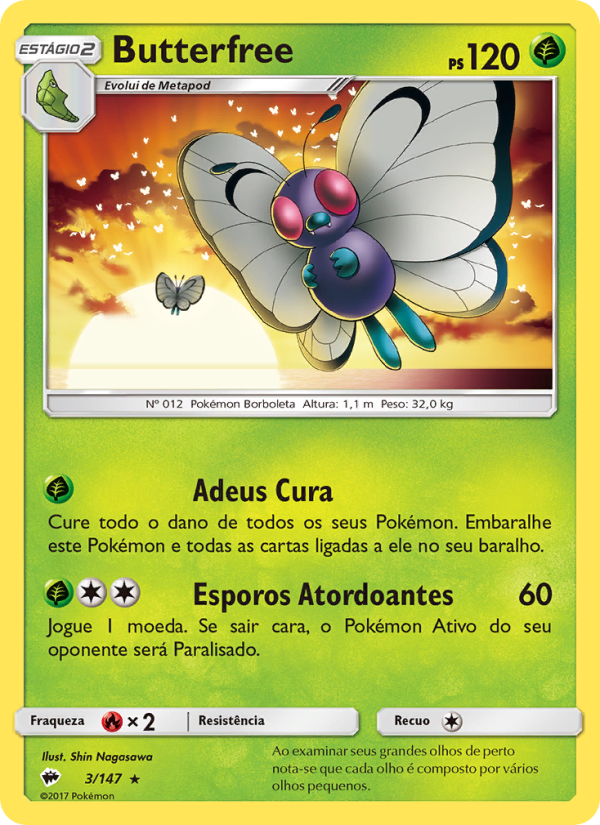 Butterfree 3 — Sombras Ardentes (Portuguese Pokémon TCG card)