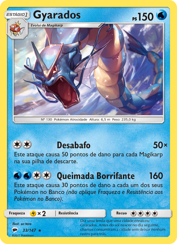 Gyarados 33 — Sombras Ardentes (Portuguese Pokémon TCG card)