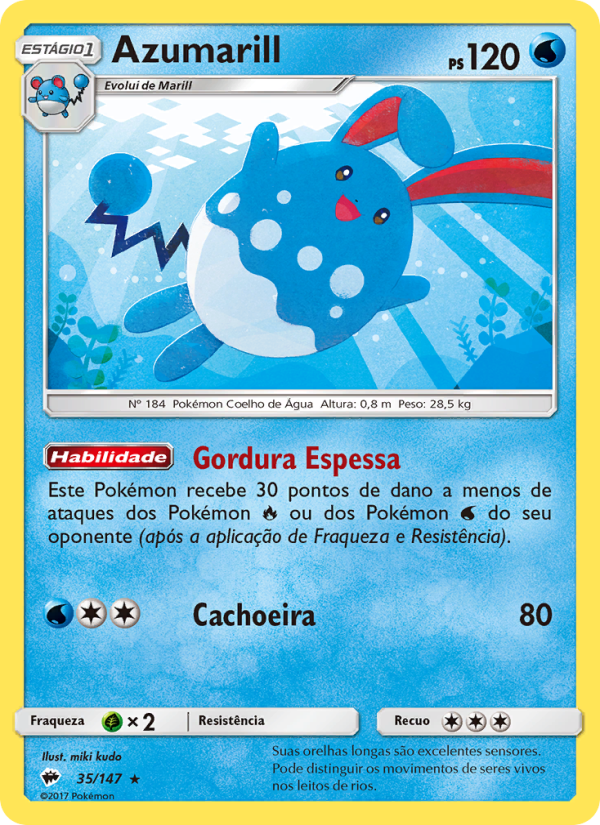 Azumarill 35 — Sombras Ardentes (Portuguese Pokémon TCG card)