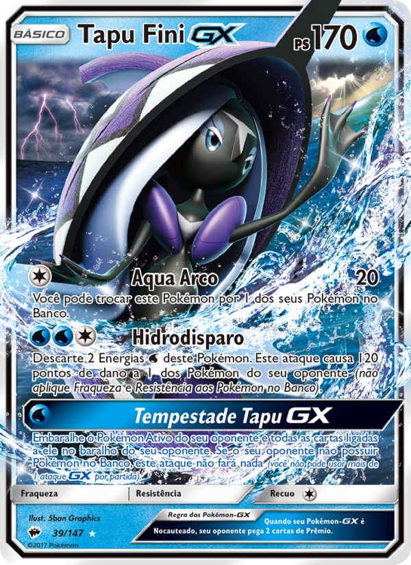 Tapu Fini GX 39 — Sombras Ardentes (Portuguese Pokémon TCG card)