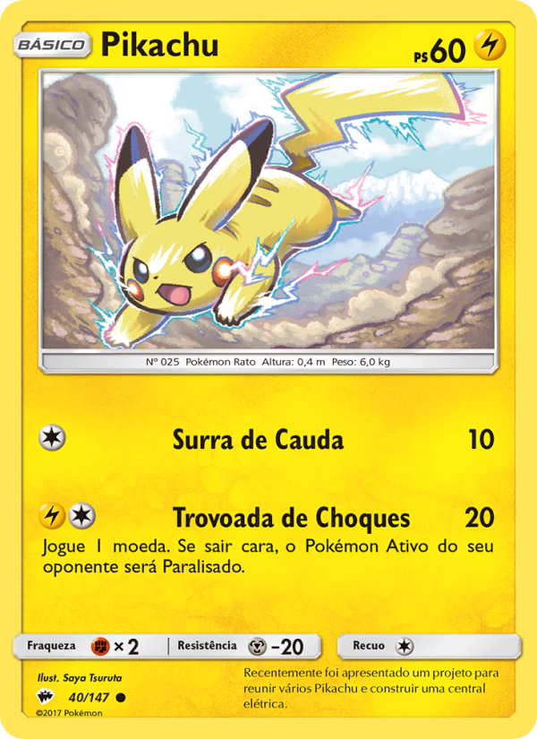 Pikachu 40 — Sombras Ardentes (Portuguese Pokémon TCG card)