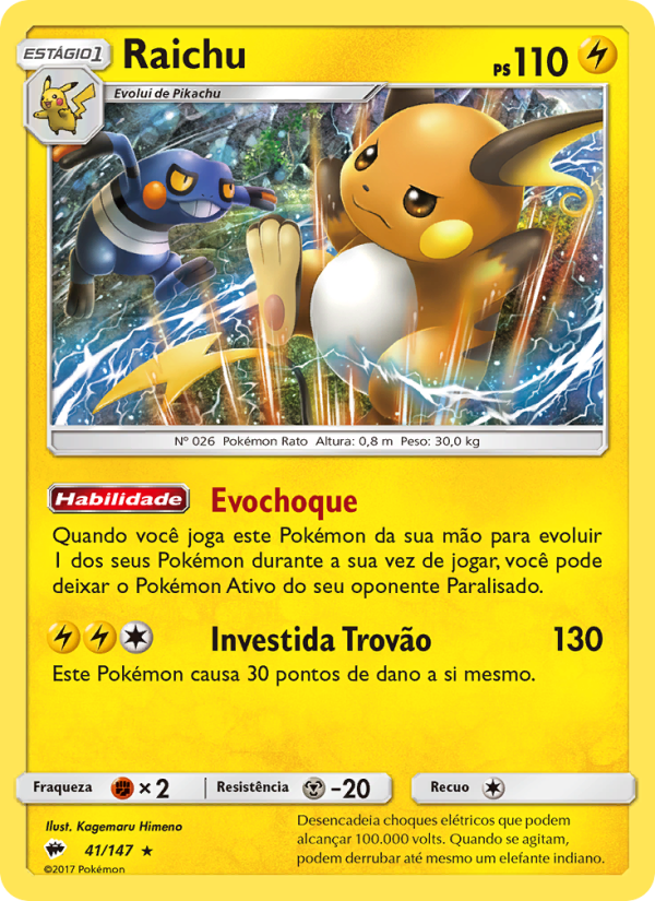 Raichu 41 — Sombras Ardentes (Portuguese Pokémon TCG card)