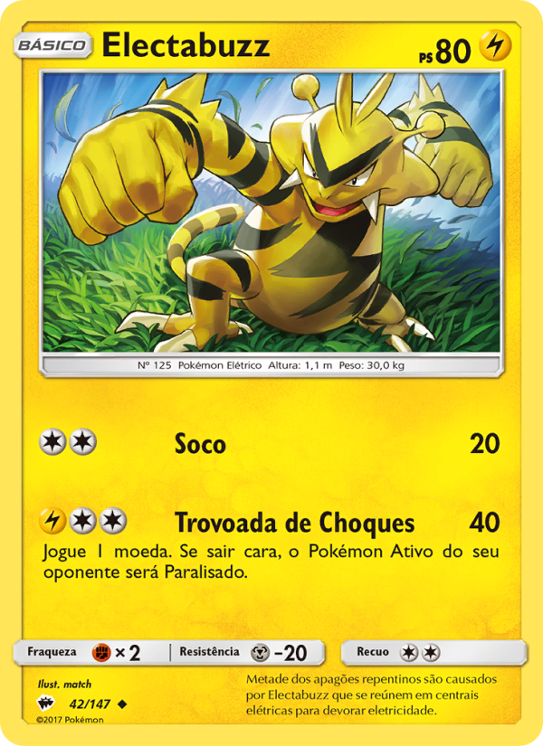 Electabuzz 42 — Sombras Ardentes (Portuguese Pokémon TCG card)