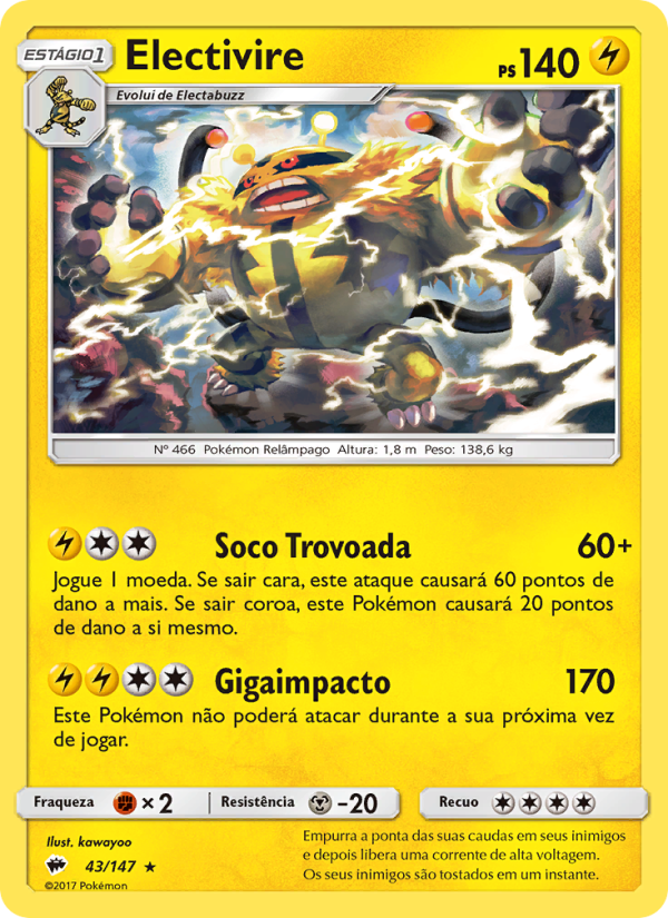 Electivire 43 — Sombras Ardentes (Portuguese Pokémon TCG card)