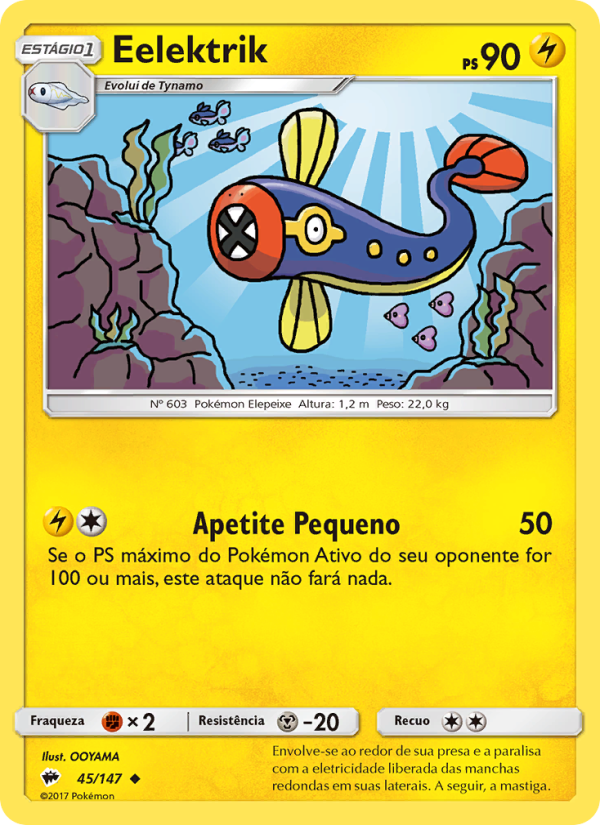 Eelektrik 45 — Sombras Ardentes (Portuguese Pokémon TCG card)