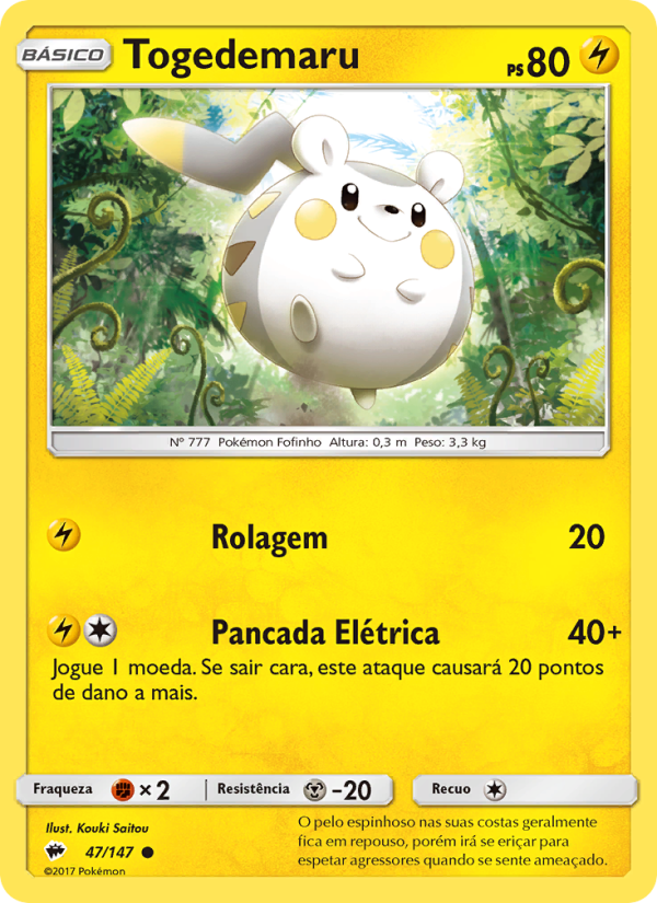 Togedemaru 47 — Sombras Ardentes (Portuguese Pokémon TCG card)