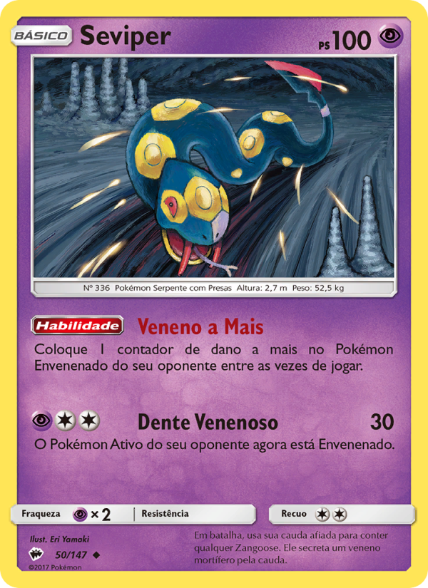 Seviper 50 — Sombras Ardentes (Portuguese Pokémon TCG card)