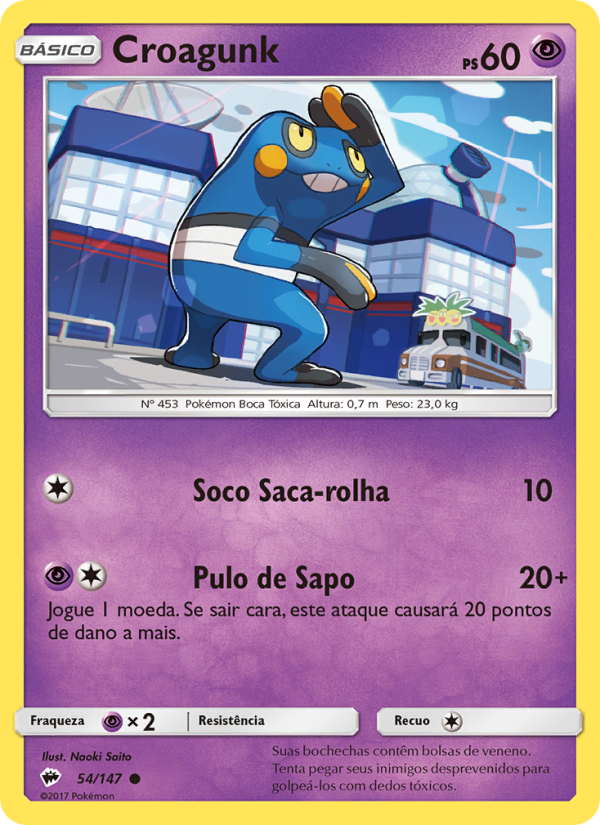 Croagunk 54 — Sombras Ardentes (Portuguese Pokémon TCG card)