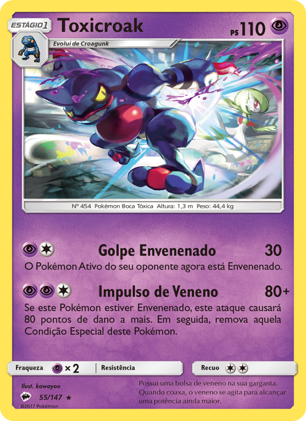Toxicroak 55 — Sombras Ardentes (Portuguese Pokémon TCG card)