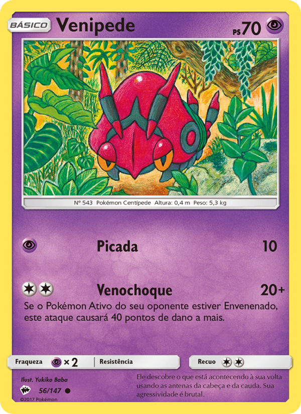 Venipede 56 — Sombras Ardentes (Portuguese Pokémon TCG card)