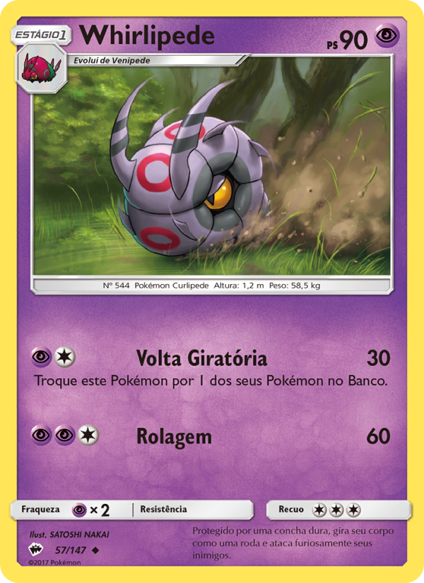 Whirlipede 57 — Sombras Ardentes (Portuguese Pokémon TCG card)