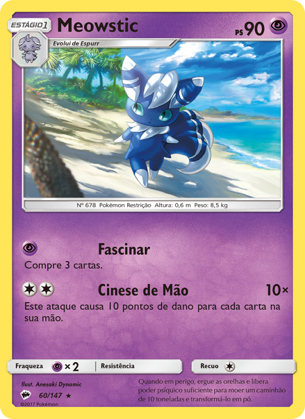 Meowstic 60 — Sombras Ardentes (Portuguese Pokémon TCG card)