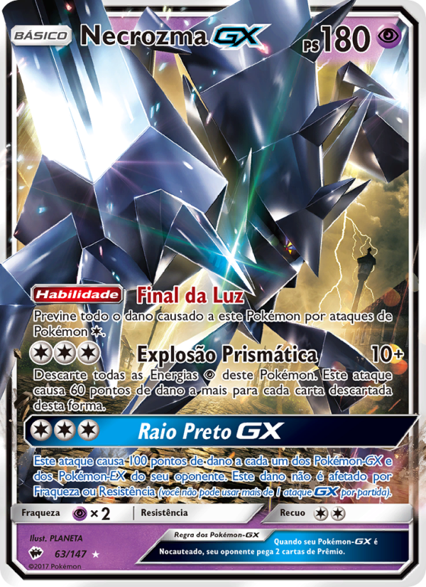 Necrozma GX 63 — Sombras Ardentes (Portuguese Pokémon TCG card)
