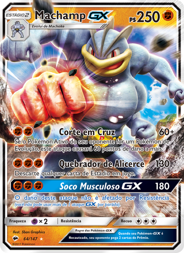 Machamp GX 64 — Sombras Ardentes (Portuguese Pokémon TCG card)