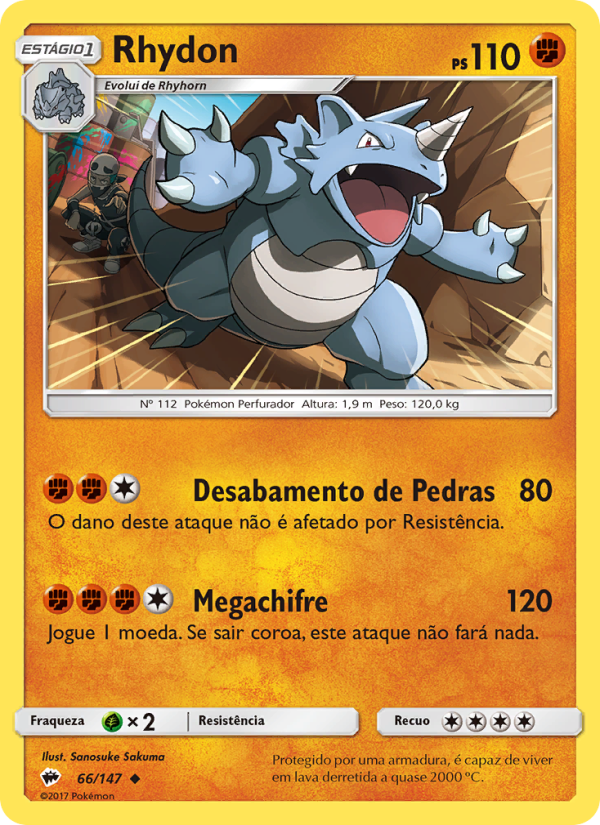 Rhydon 66 — Sombras Ardentes (Portuguese Pokémon TCG card)