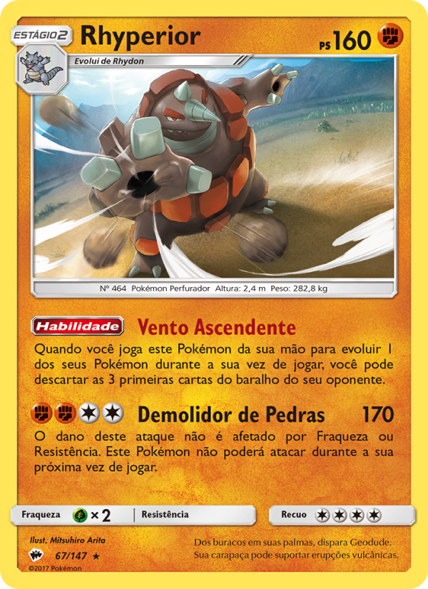 Rhyperior 67 — Sombras Ardentes (Portuguese Pokémon TCG card)