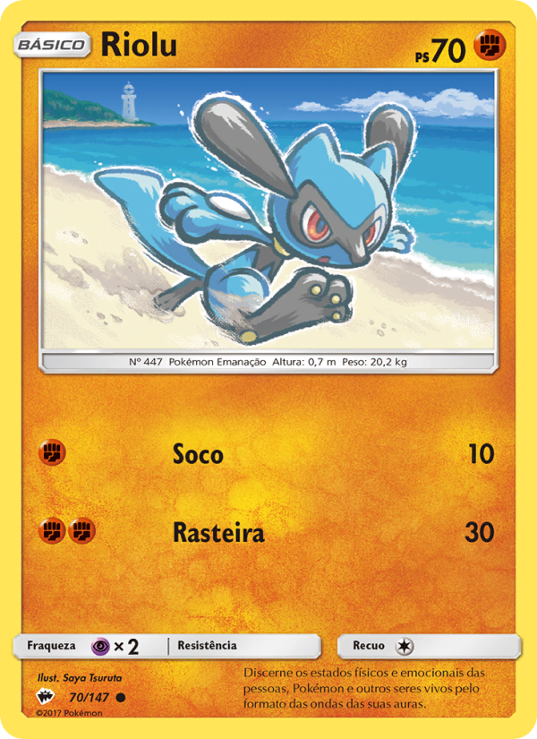 Riolu 70 — Sombras Ardentes (Portuguese Pokémon TCG card)