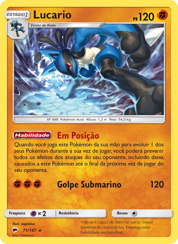 Lucario 71 — Sombras Ardentes (Portuguese Pokémon TCG card)