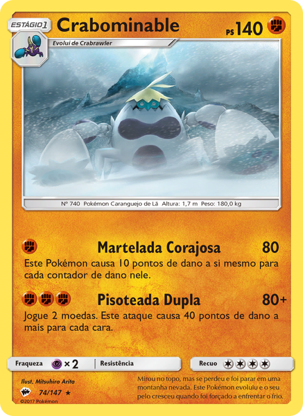 Crabominable 74 — Sombras Ardentes (Portuguese Pokémon TCG card)