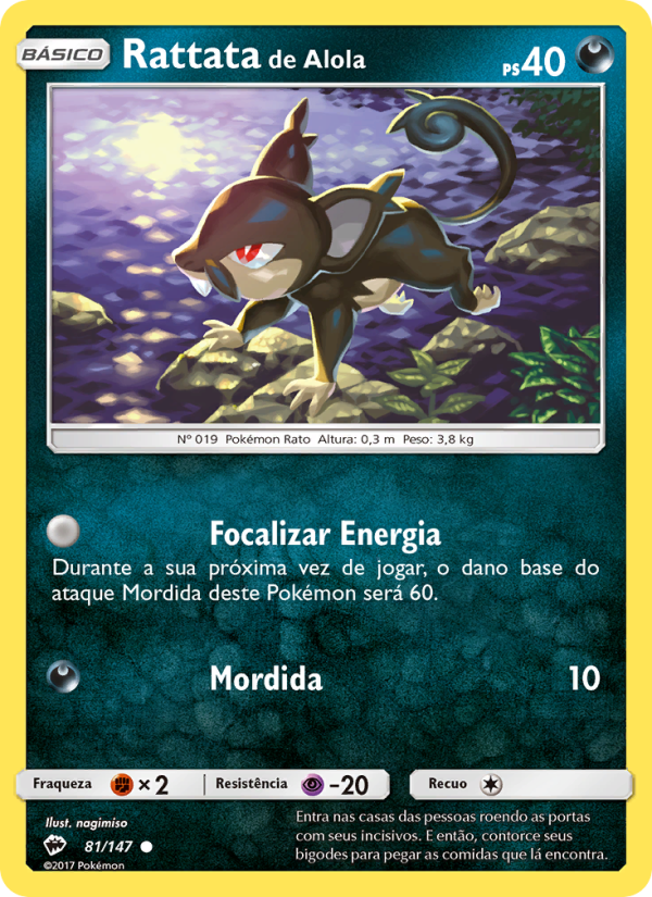 Rattata de Alola 81 — Sombras Ardentes (Portuguese Pokémon TCG card)