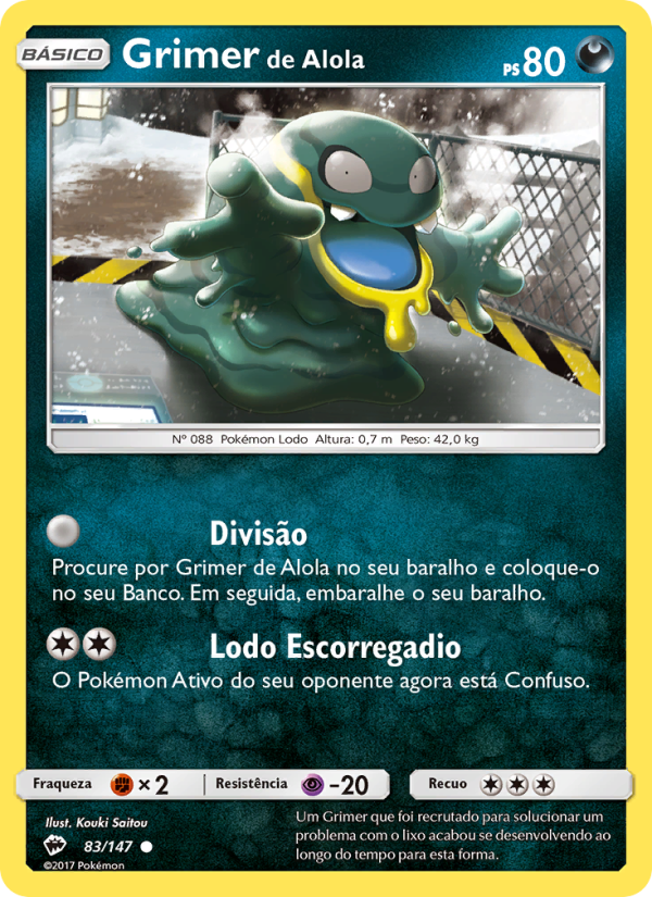 Grimer de Alola 83 — Sombras Ardentes (Portuguese Pokémon TCG card)