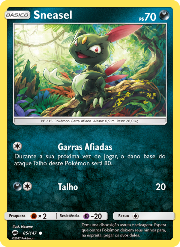 Sneasel 85 — Sombras Ardentes (Portuguese Pokémon TCG card)