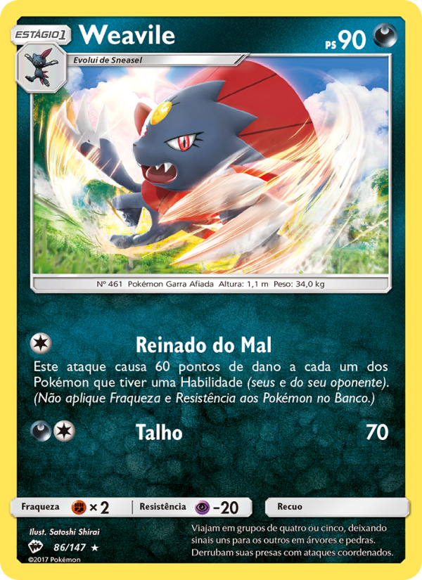 Weavile 86 — Sombras Ardentes (Portuguese Pokémon TCG card)